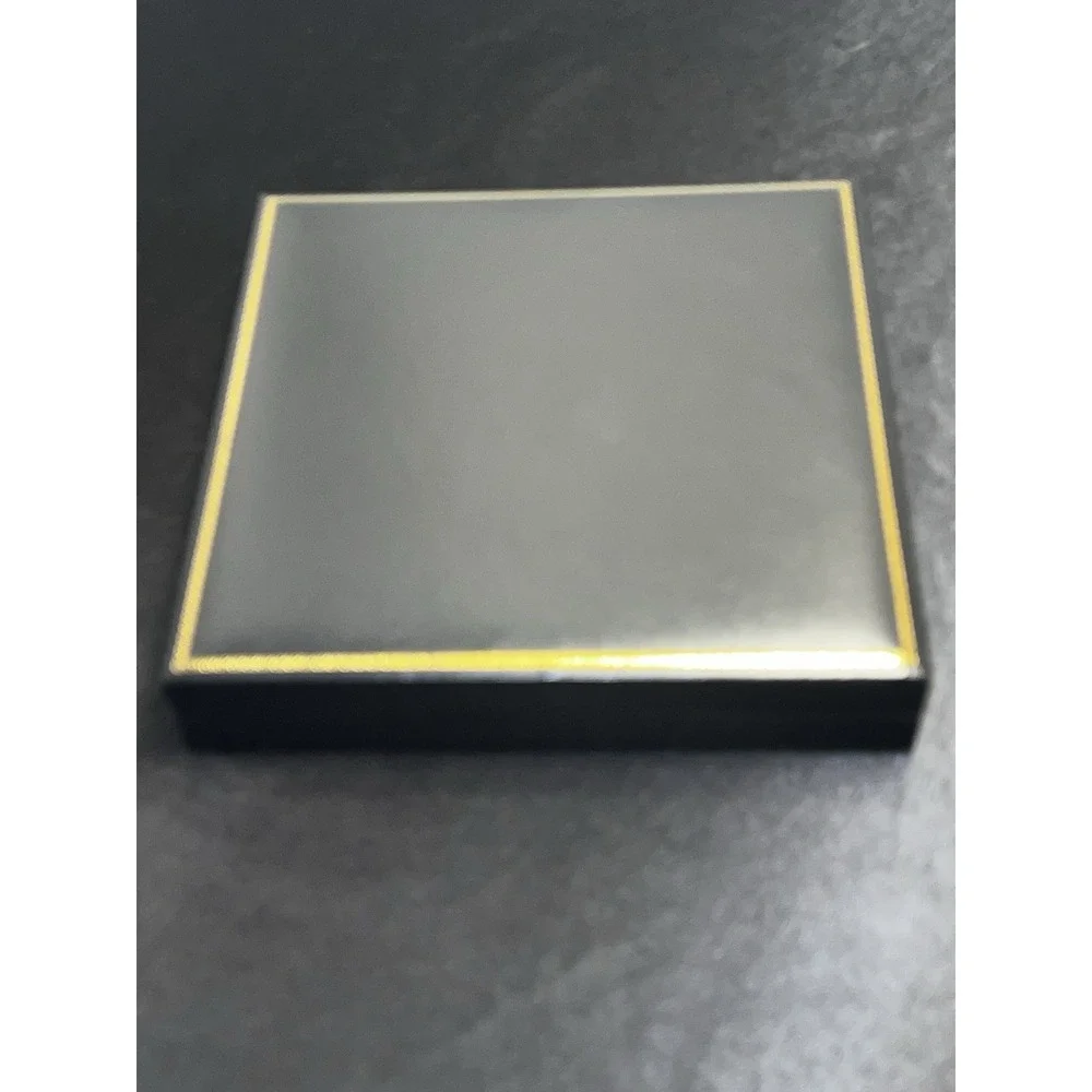 Brand New With Box Black Leatherette Jewelry Presentation Box – Gold Trim